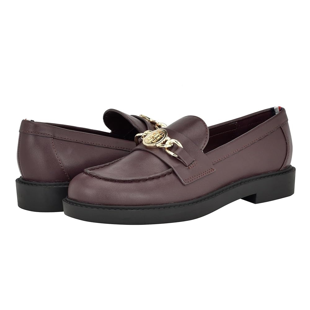 Tommy Hilfiger Burgundy Loafers with Gold Detail